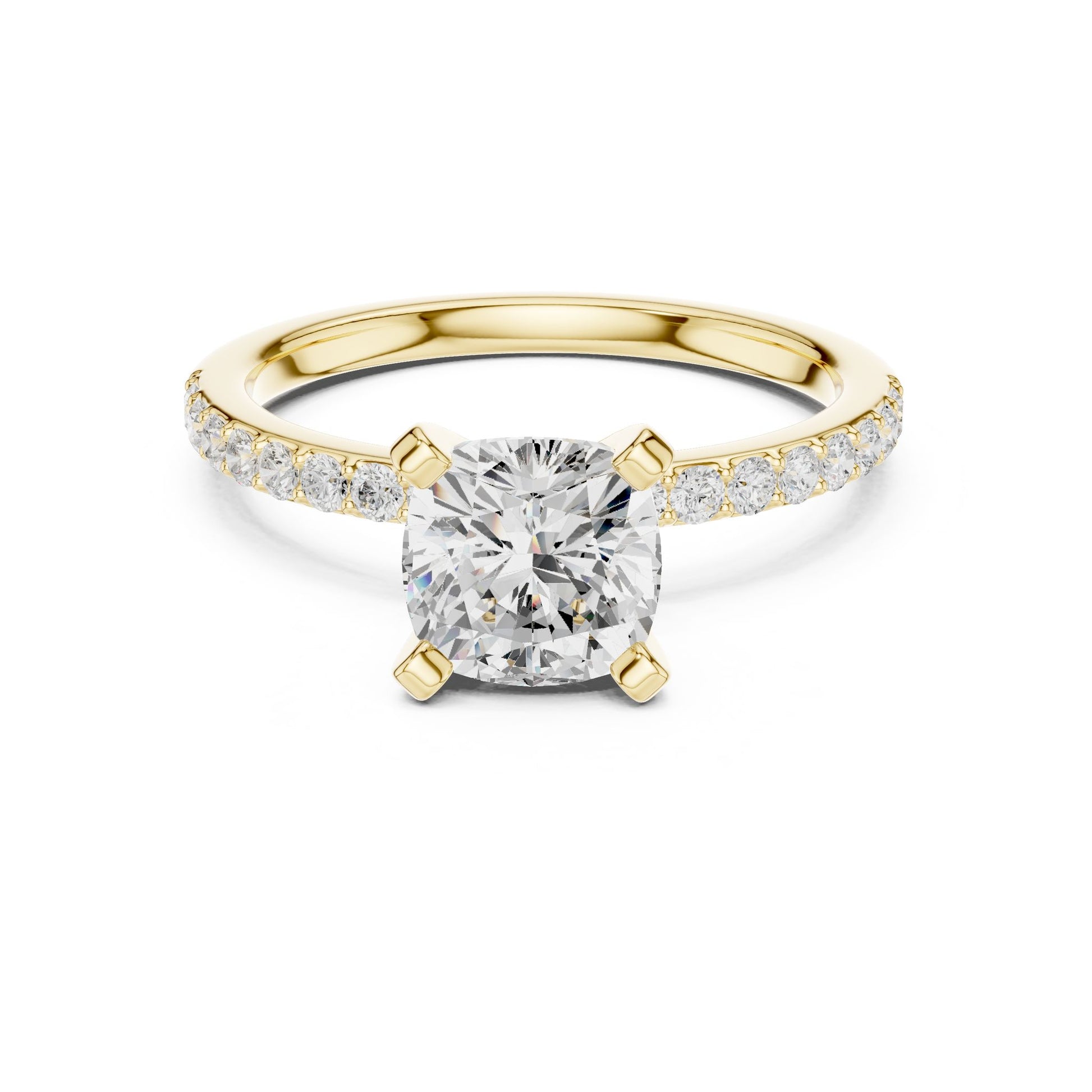 Cushion Lab Grown Diamond Pave Engagement Ring