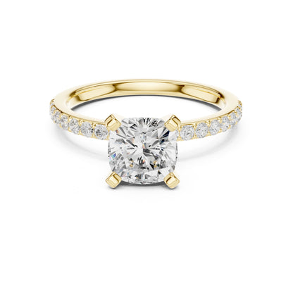 Cushion Lab Grown Diamond Pave Engagement Ring