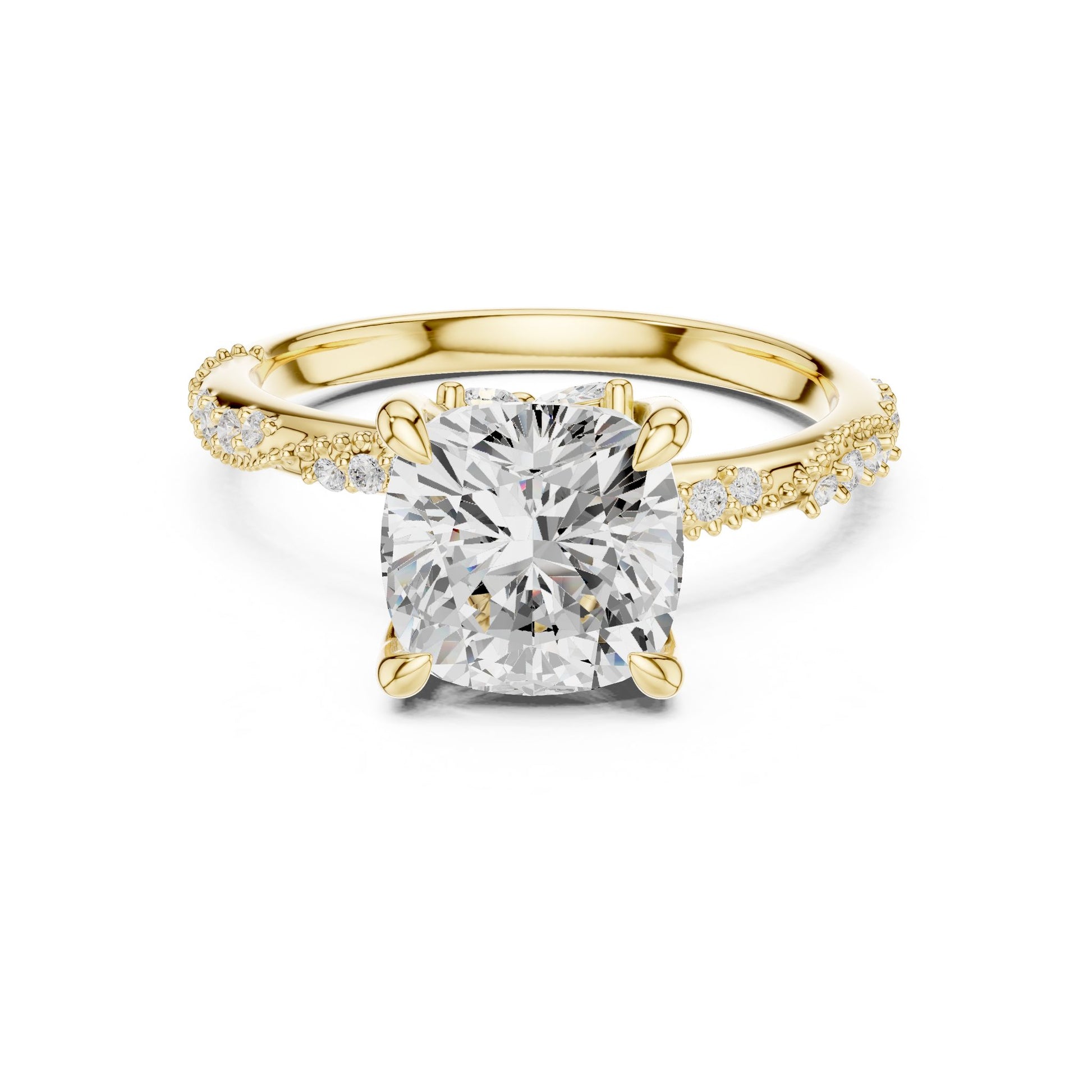 Cushion Lab Grown Diamond Pave Engagement Ring