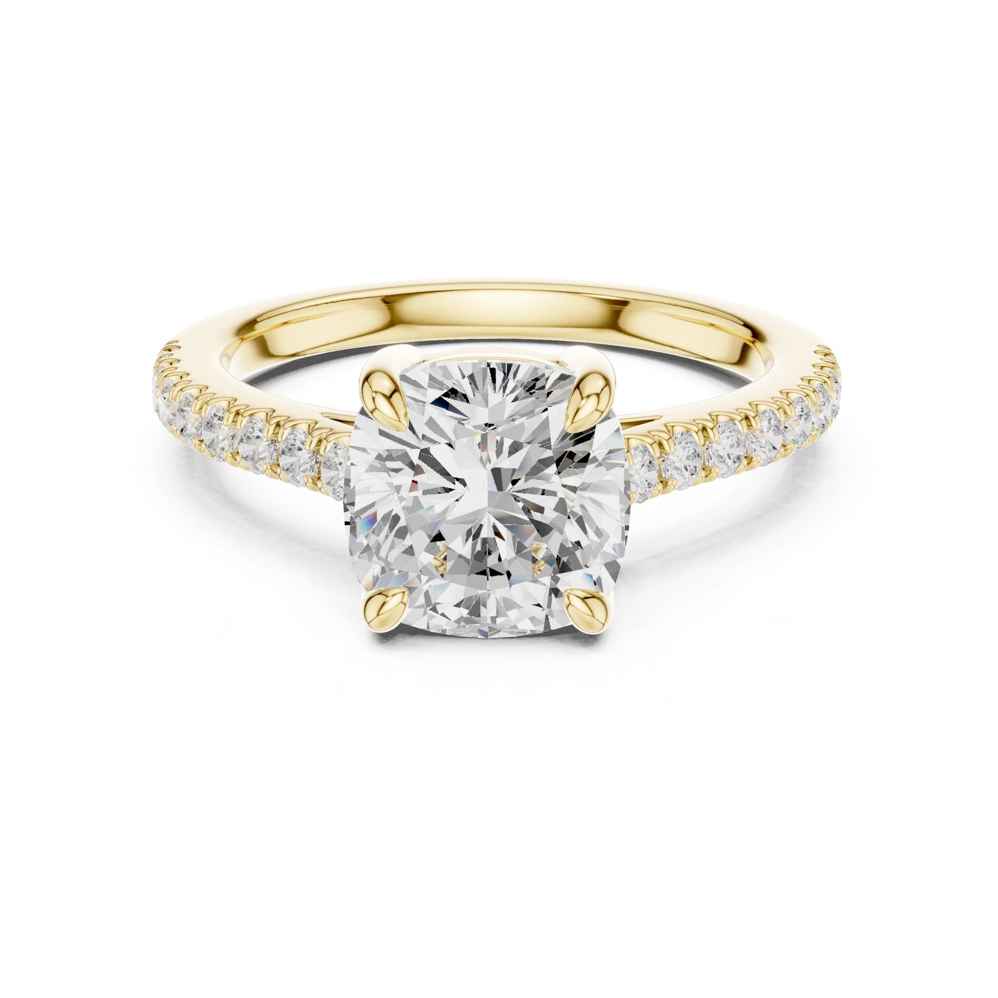 Cushion Lab Grown Diamond Pave Engagement Ring