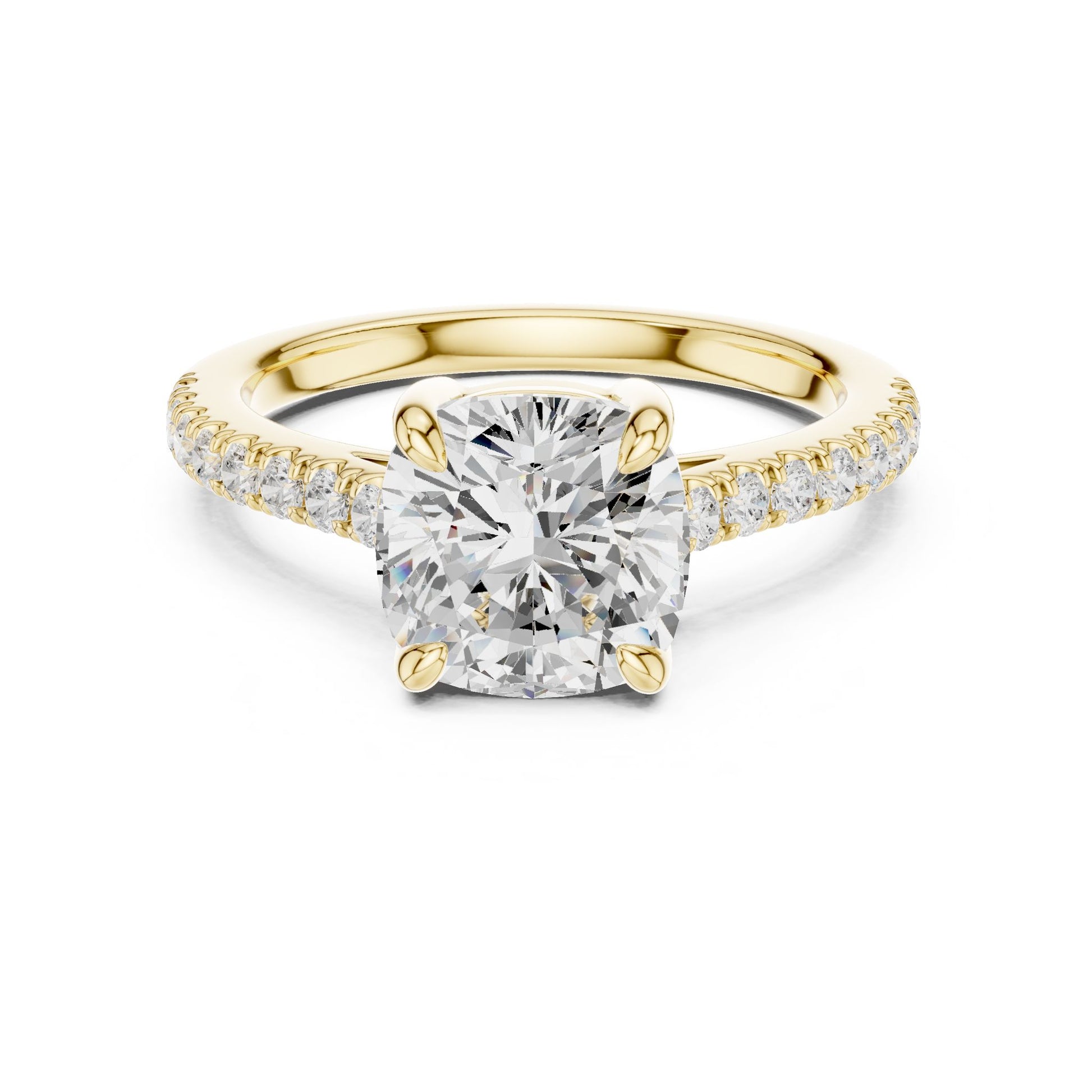 Cushion Lab Grown Diamond Pave Engagement Ring