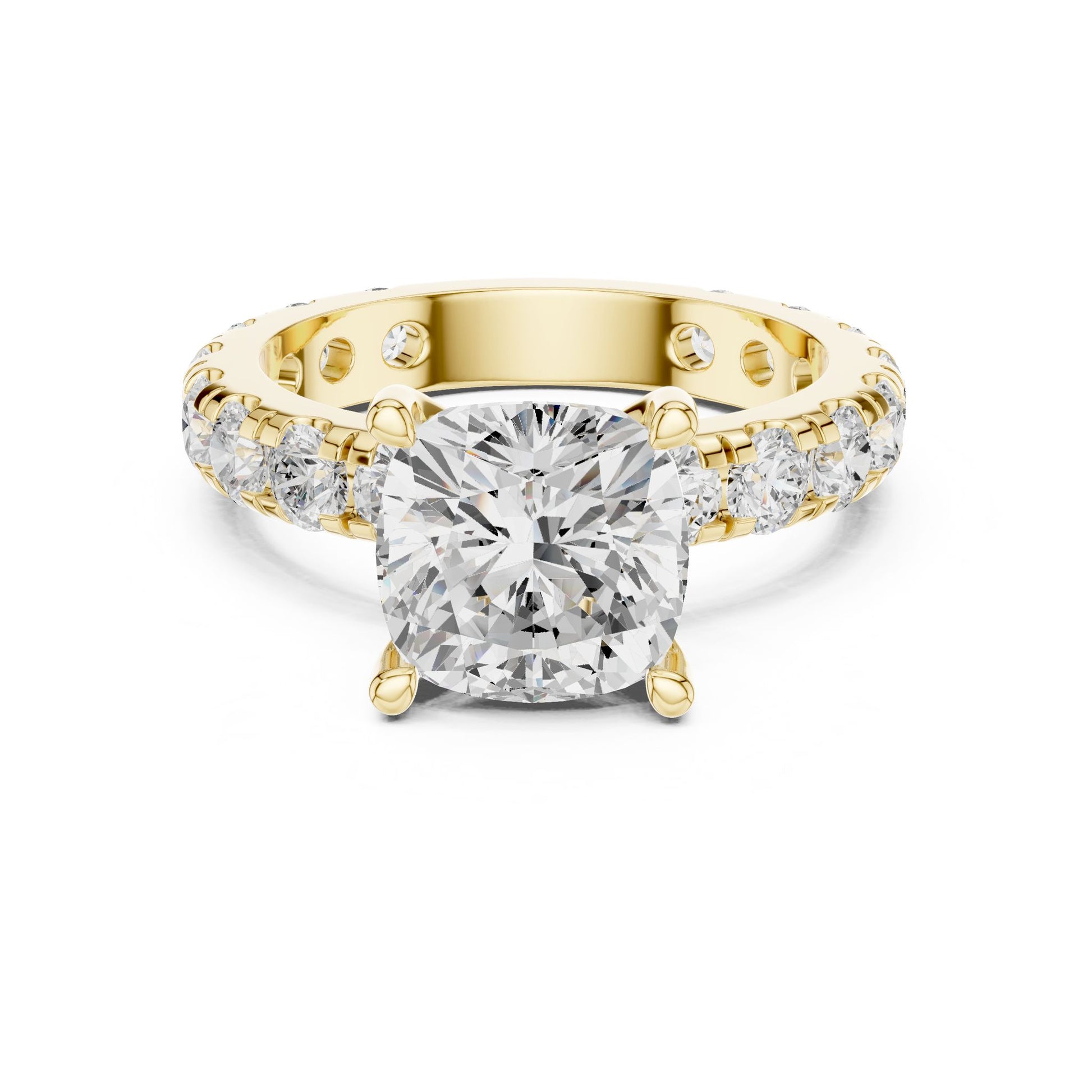 Cushion Lab Grown Diamond Pave Engagement Ring