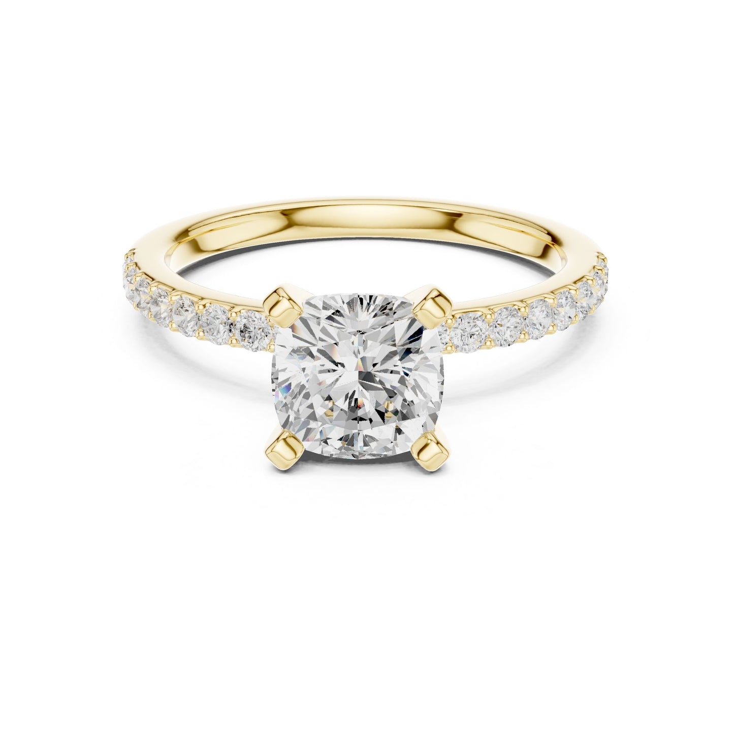 Cushion Lab Grown Diamond Pave Engagement Ring