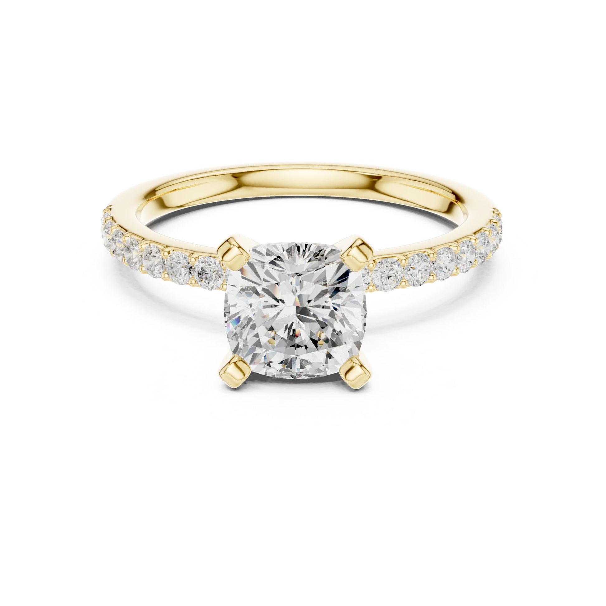 Cushion Lab Grown Diamond Pave Engagement Ring