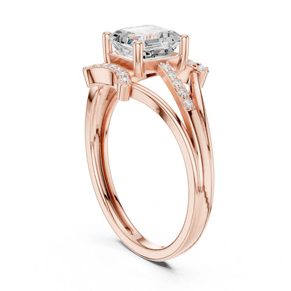 Cushion Lab Grown Diamond Side-Stone Engagement Ring