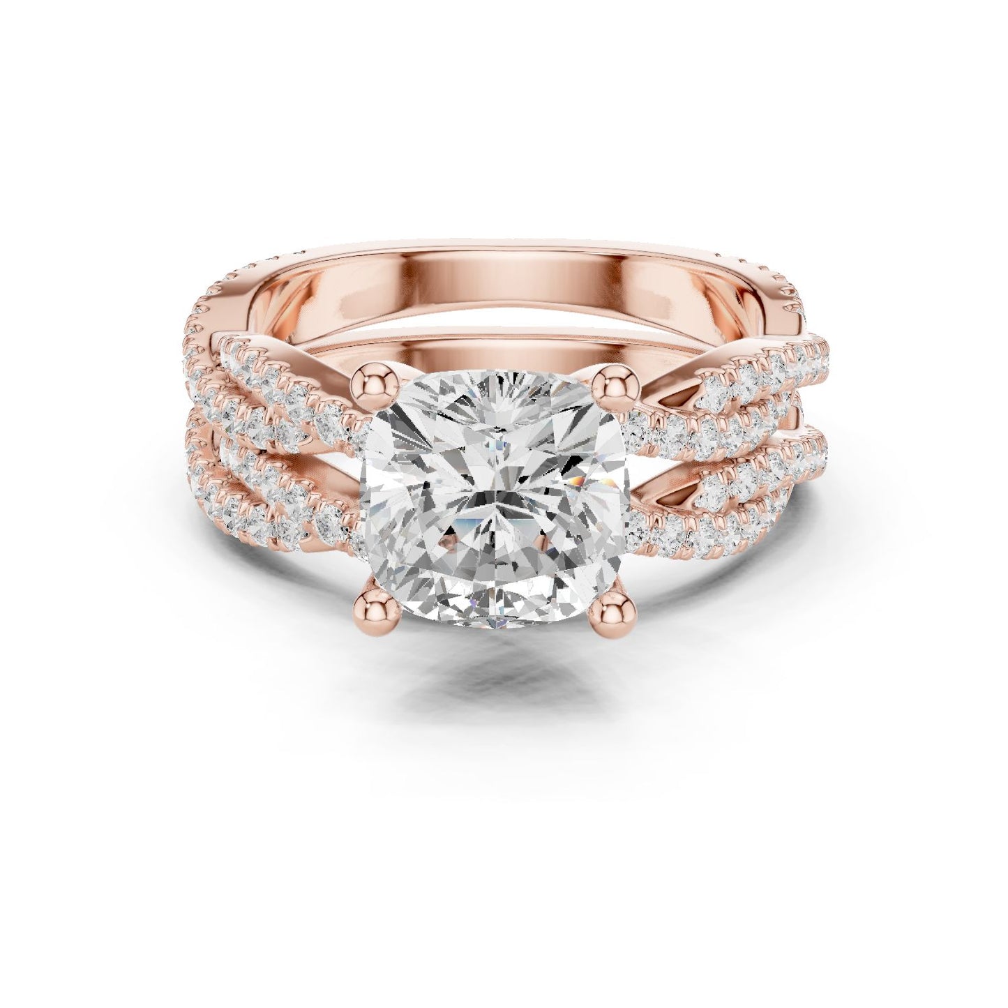 Cushion Lab Grown Diamond Side-Stone Engagement Ring
