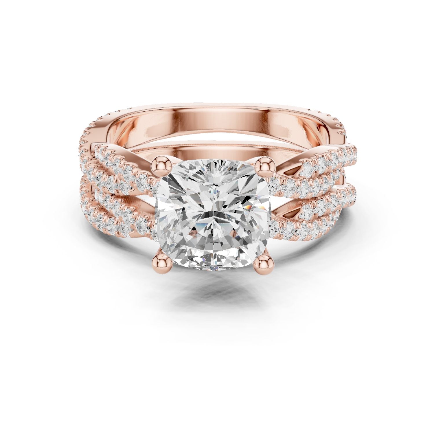 Cushion Lab Grown Diamond Side-Stone Engagement Ring