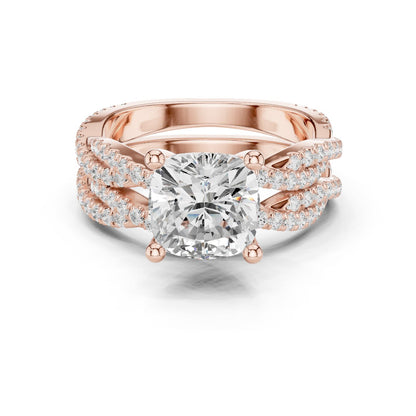 Cushion Lab Grown Diamond Side-Stone Engagement Ring