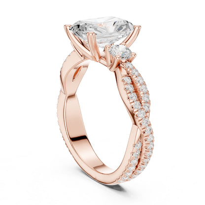 Cushion Lab Grown Diamond Side-Stone Engagement Ring