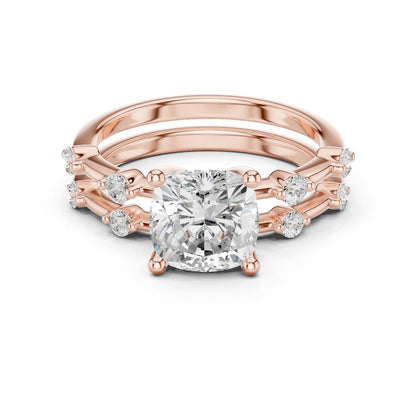 Cushion Lab Grown Diamond Side-Stone Engagement Ring