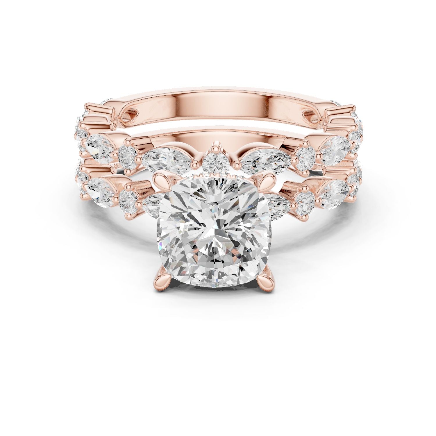 Cushion Lab Grown Diamond Side-Stone Engagement Ring