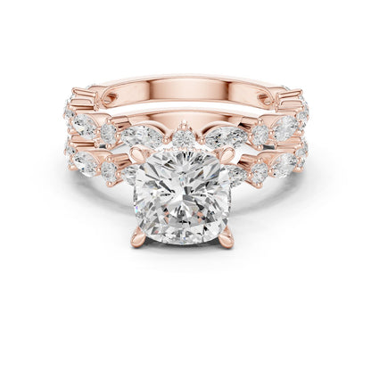 Cushion Lab Grown Diamond Side-Stone Engagement Ring
