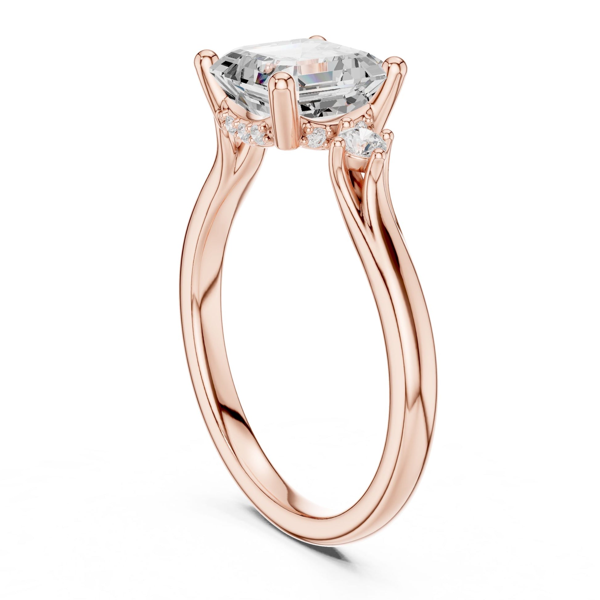 Cushion Lab Grown Diamond Side-Stone Engagement Ring