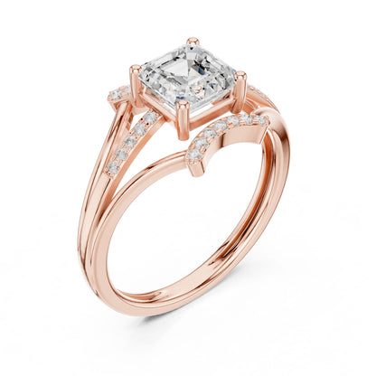 Cushion Lab Grown Diamond Side-Stone Engagement Ring