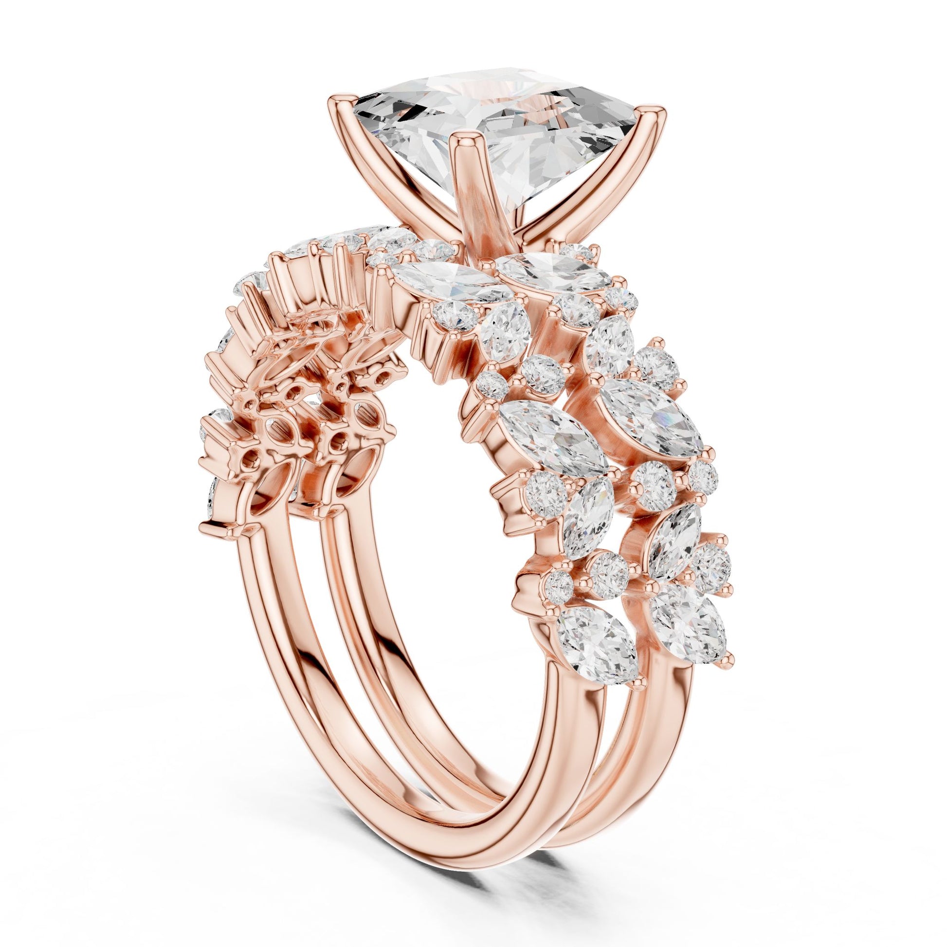 Cushion Lab Grown Diamond Side-Stone Engagement Ring