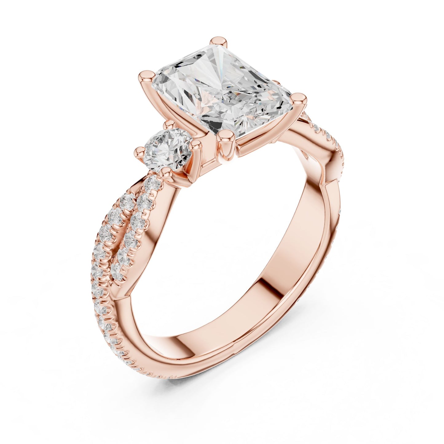 Cushion Lab Grown Diamond Side-Stone Engagement Ring