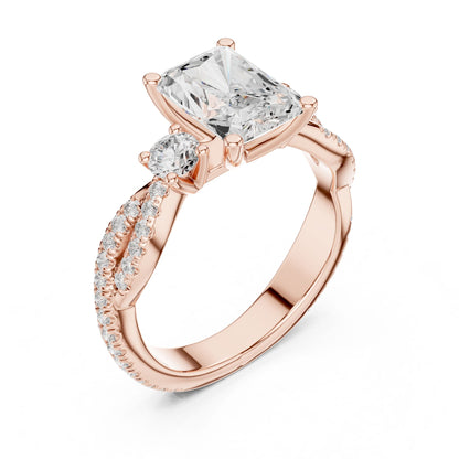 Cushion Lab Grown Diamond Side-Stone Engagement Ring