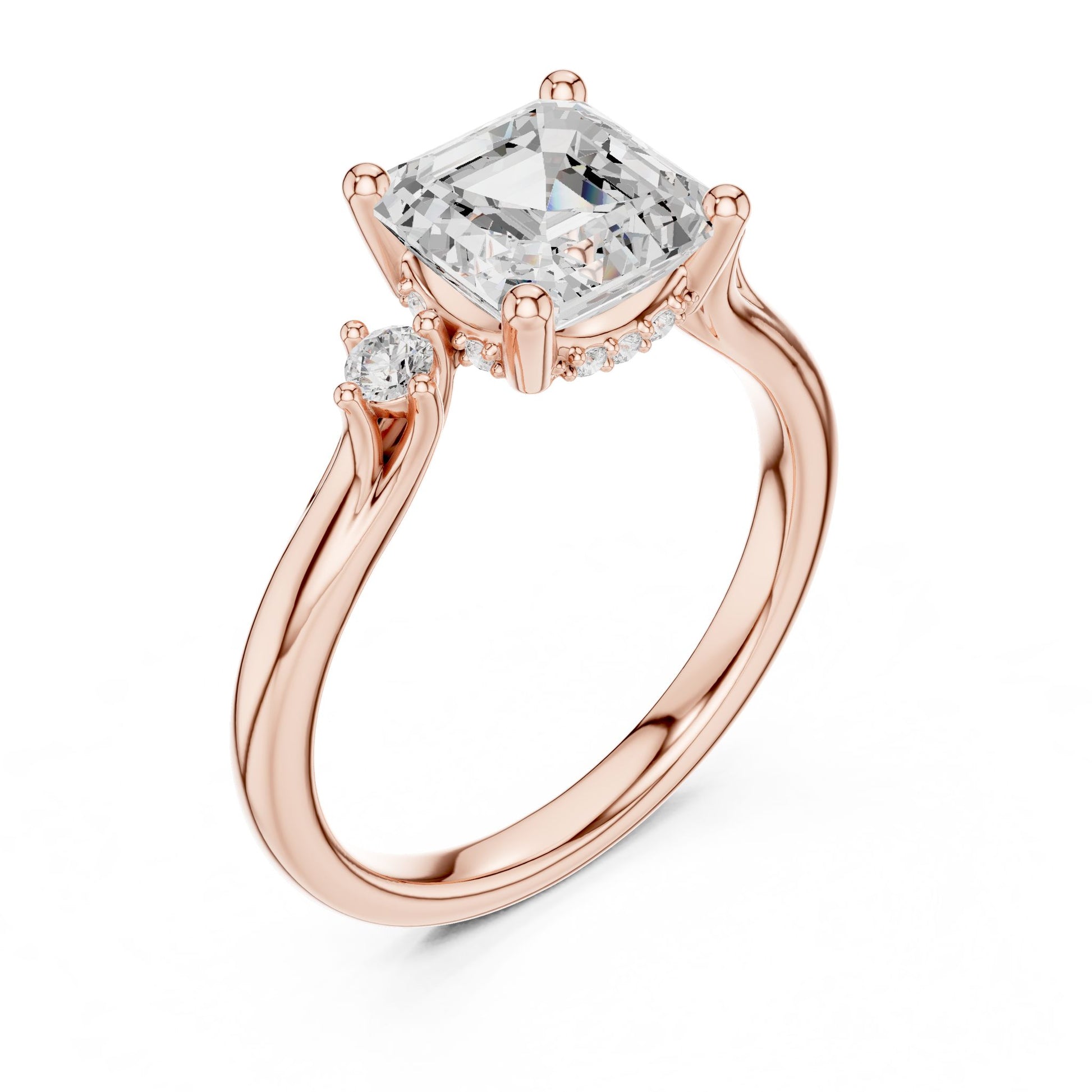 Cushion Lab Grown Diamond Side-Stone Engagement Ring