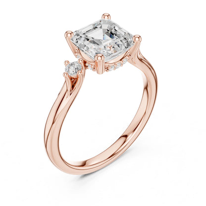 Cushion Lab Grown Diamond Side-Stone Engagement Ring