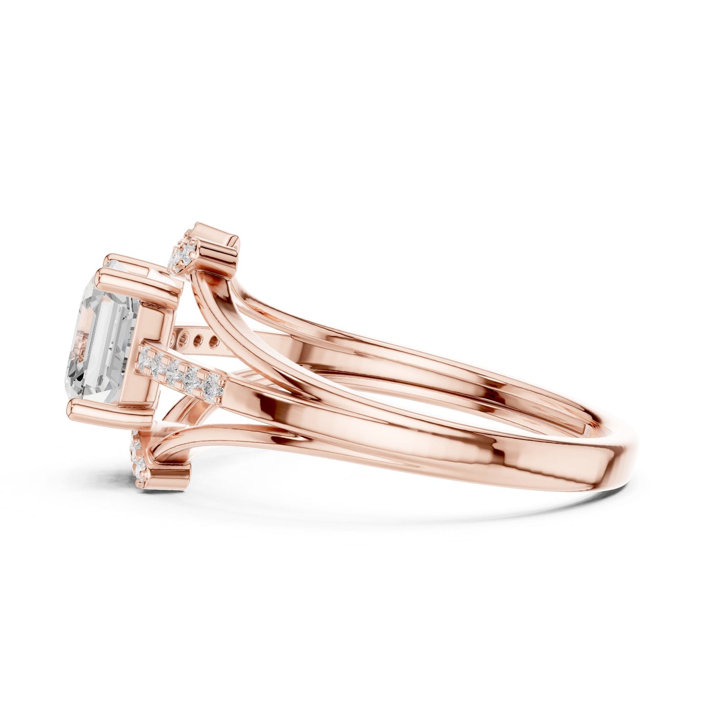 Cushion Lab Grown Diamond Side-Stone Engagement Ring