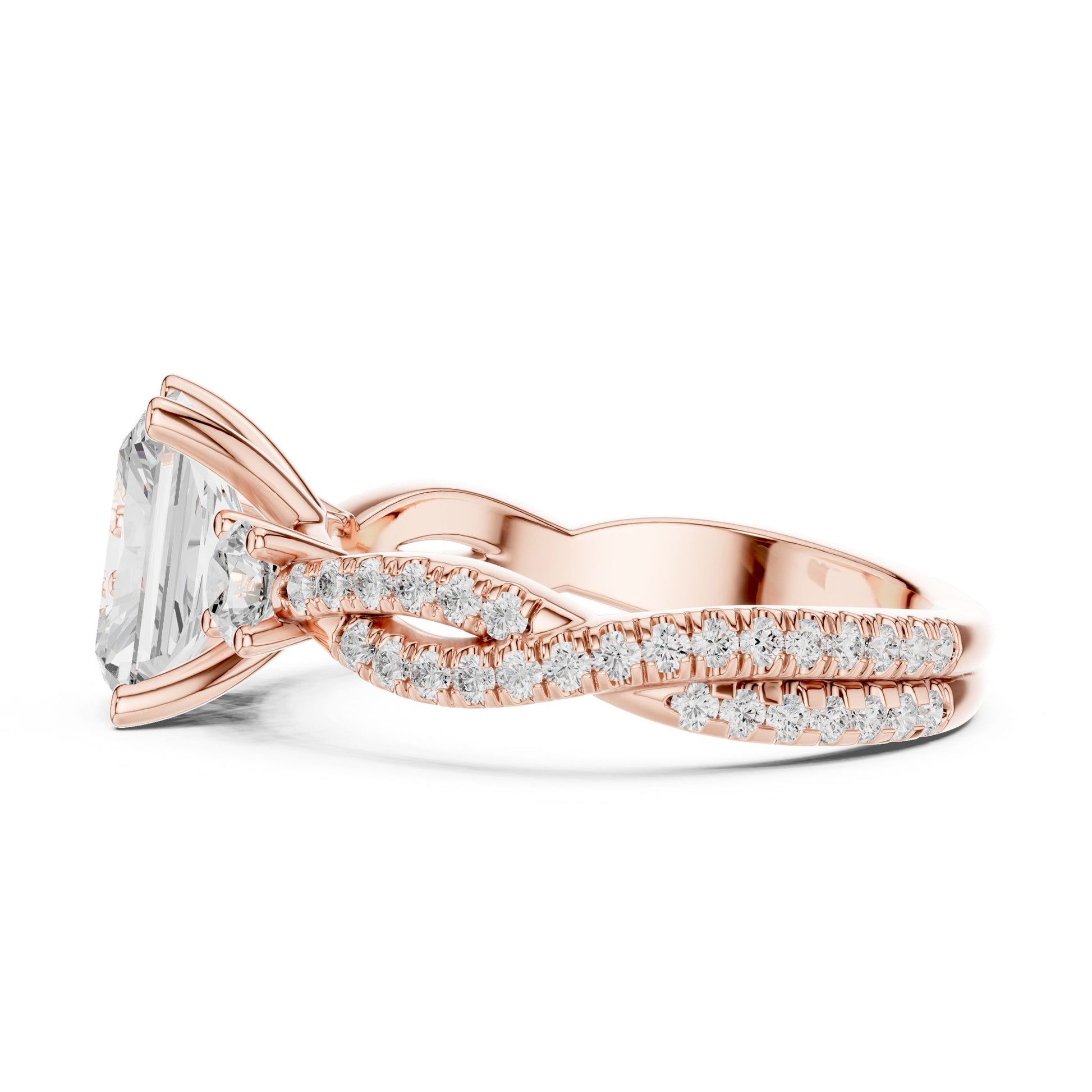 Cushion Lab Grown Diamond Side-Stone Engagement Ring