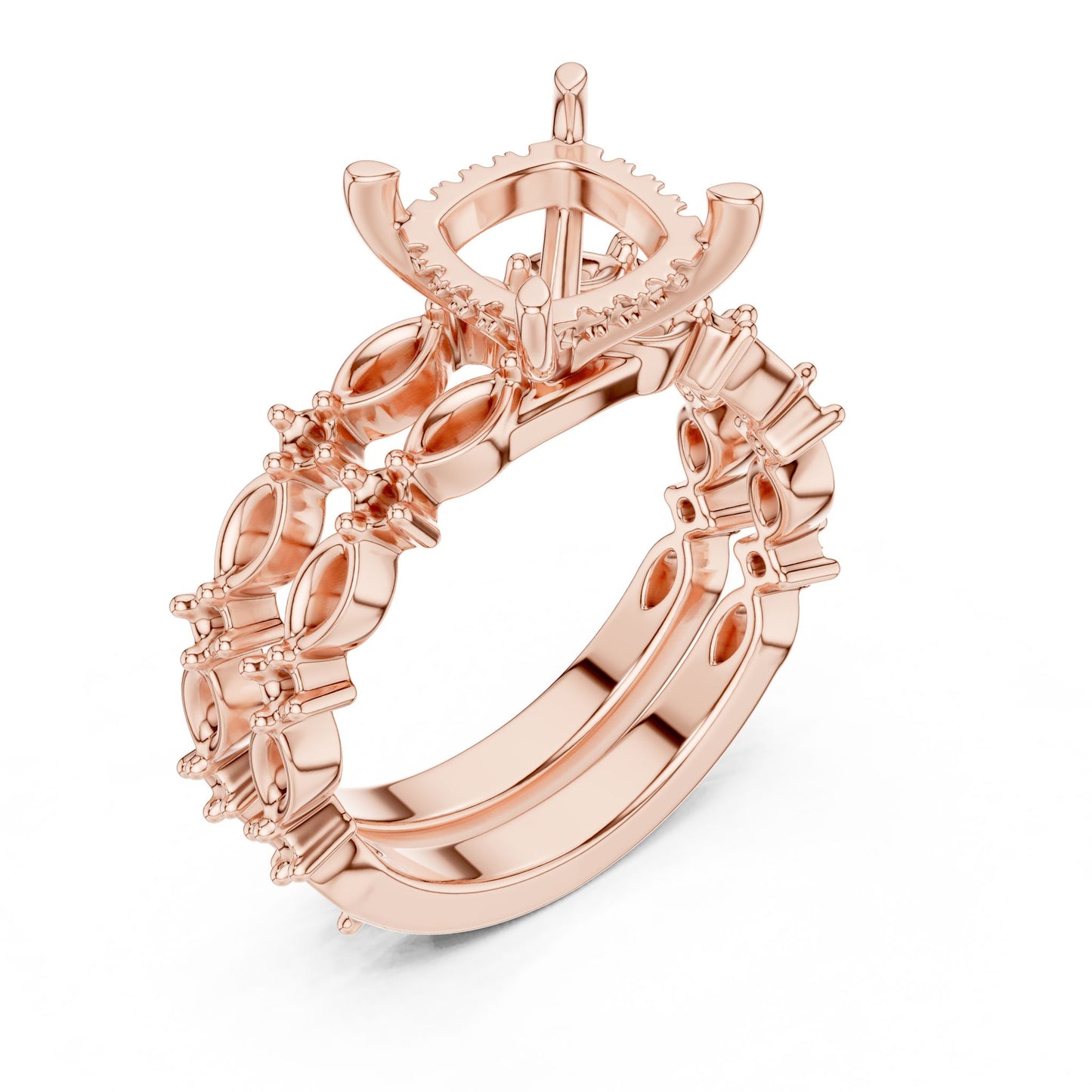 Cushion Lab Grown Diamond Side-Stone Engagement Ring
