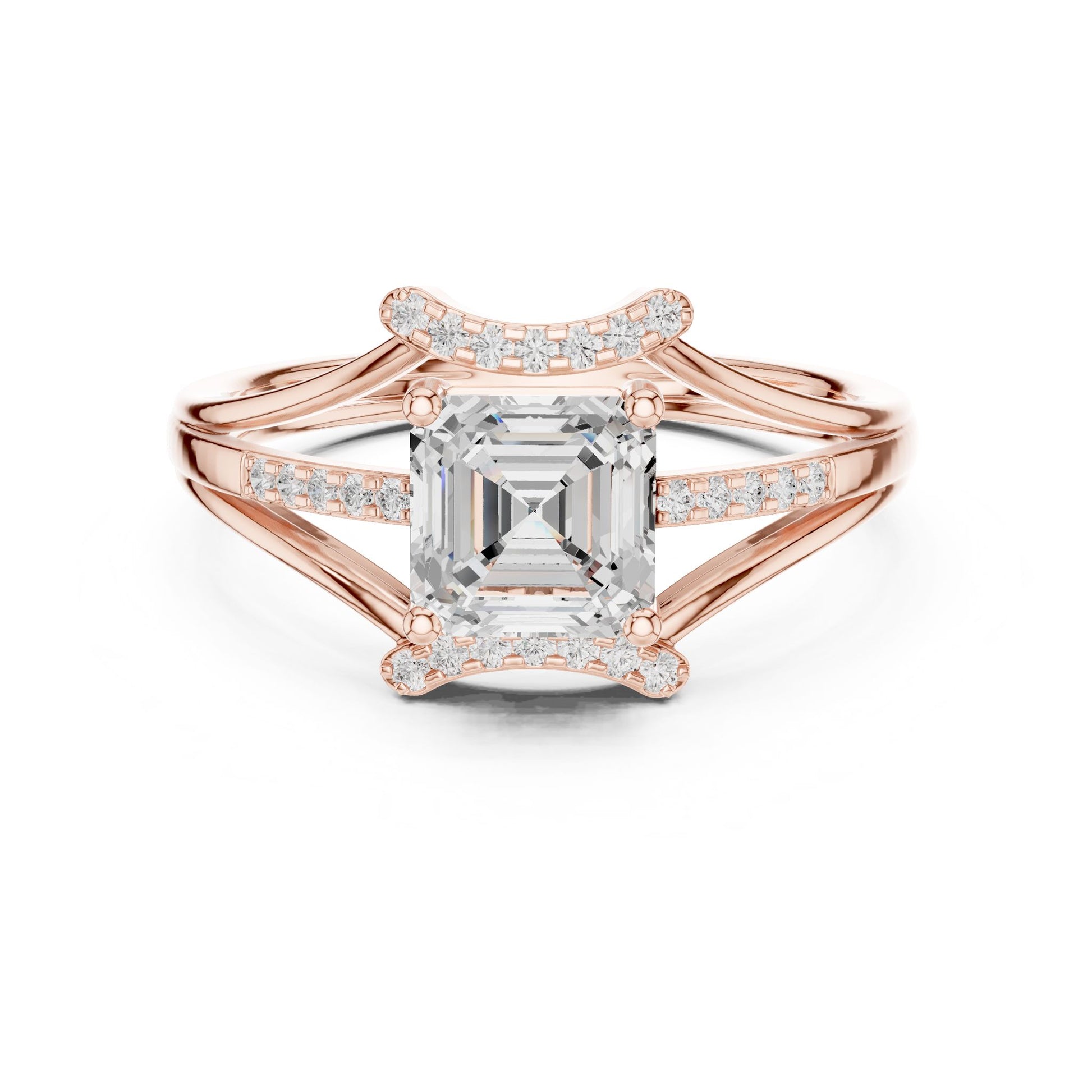 Cushion Lab Grown Diamond Side-Stone Engagement Ring