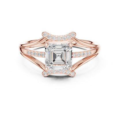 Cushion Lab Grown Diamond Side-Stone Engagement Ring