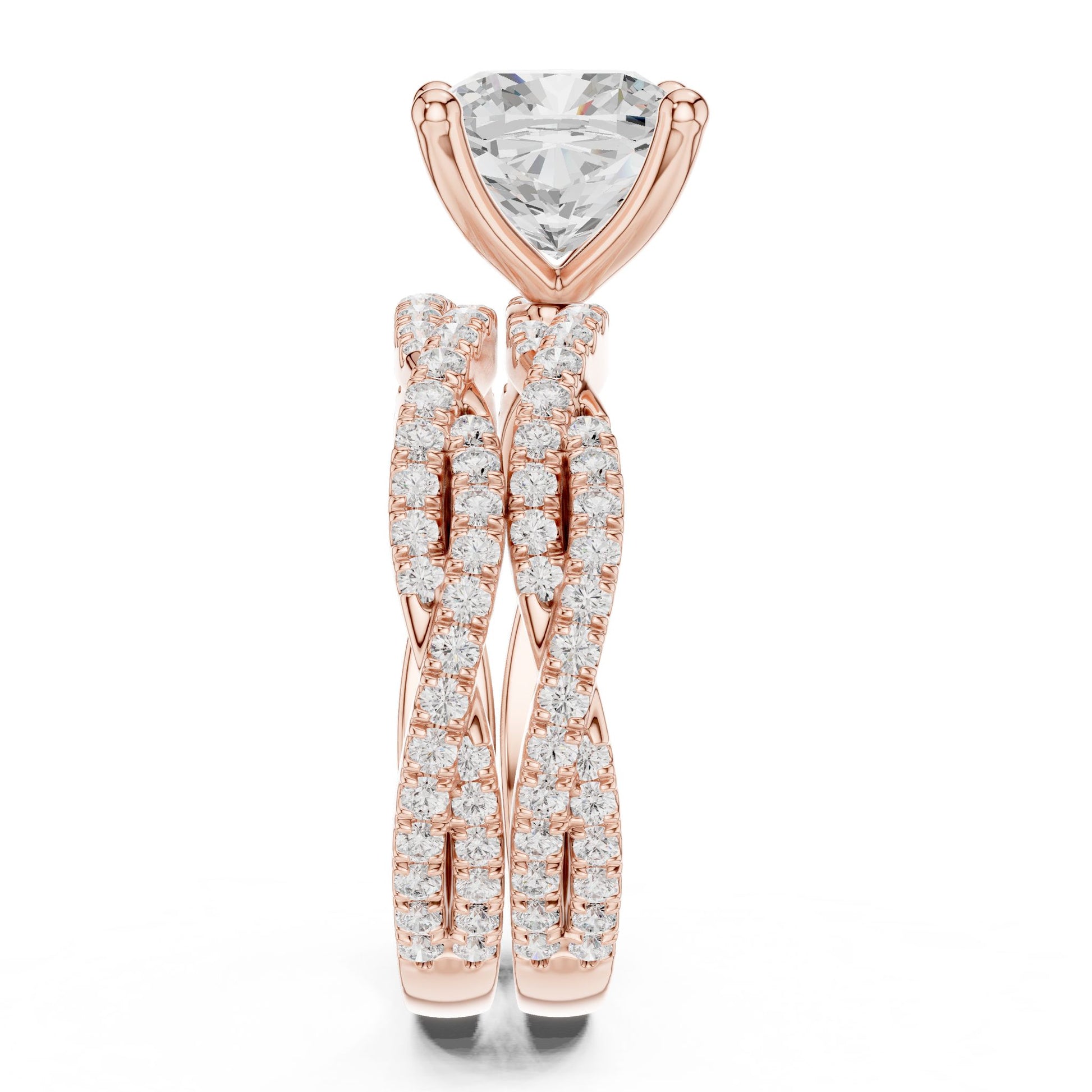 Cushion Lab Grown Diamond Side-Stone Engagement Ring