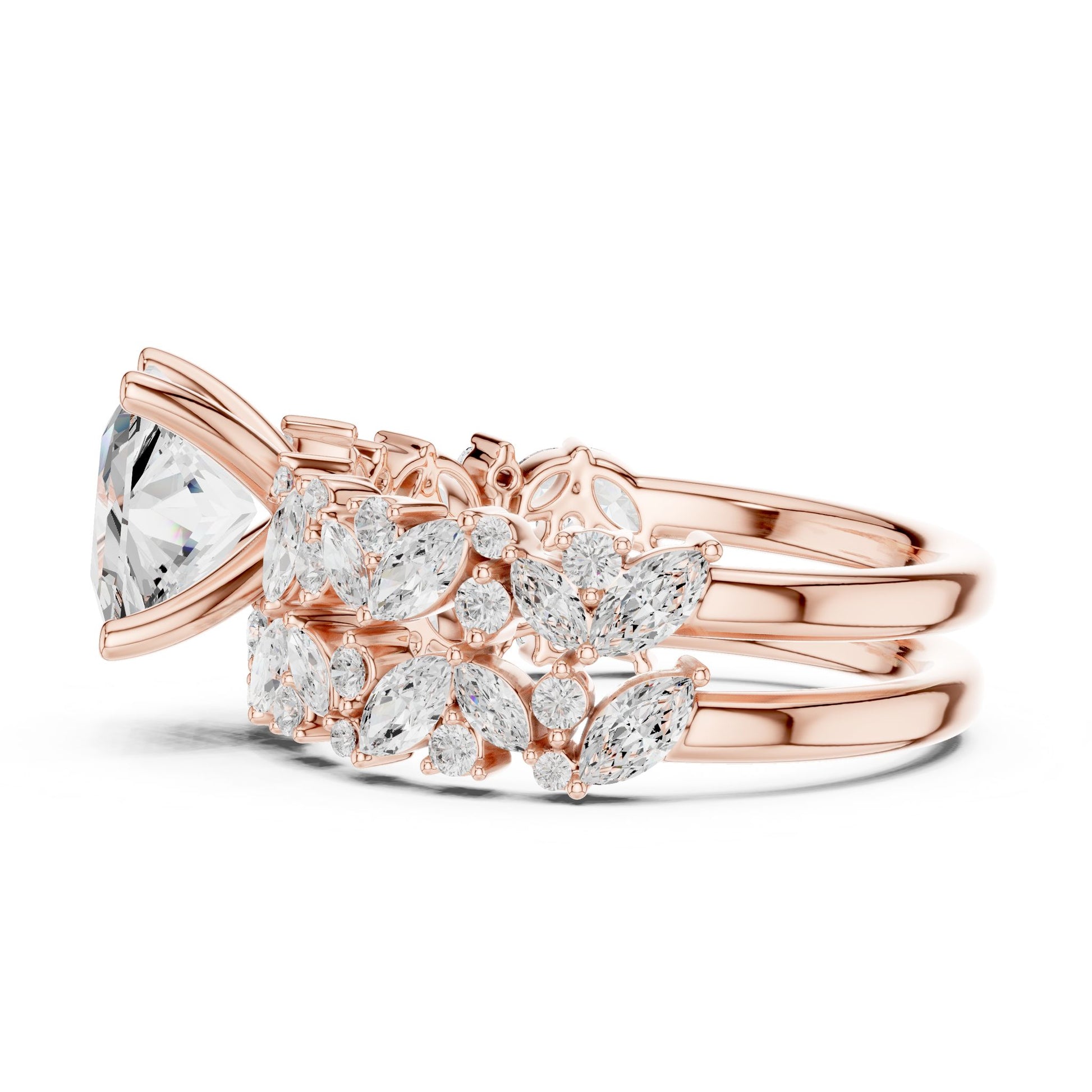Cushion Lab Grown Diamond Side-Stone Engagement Ring