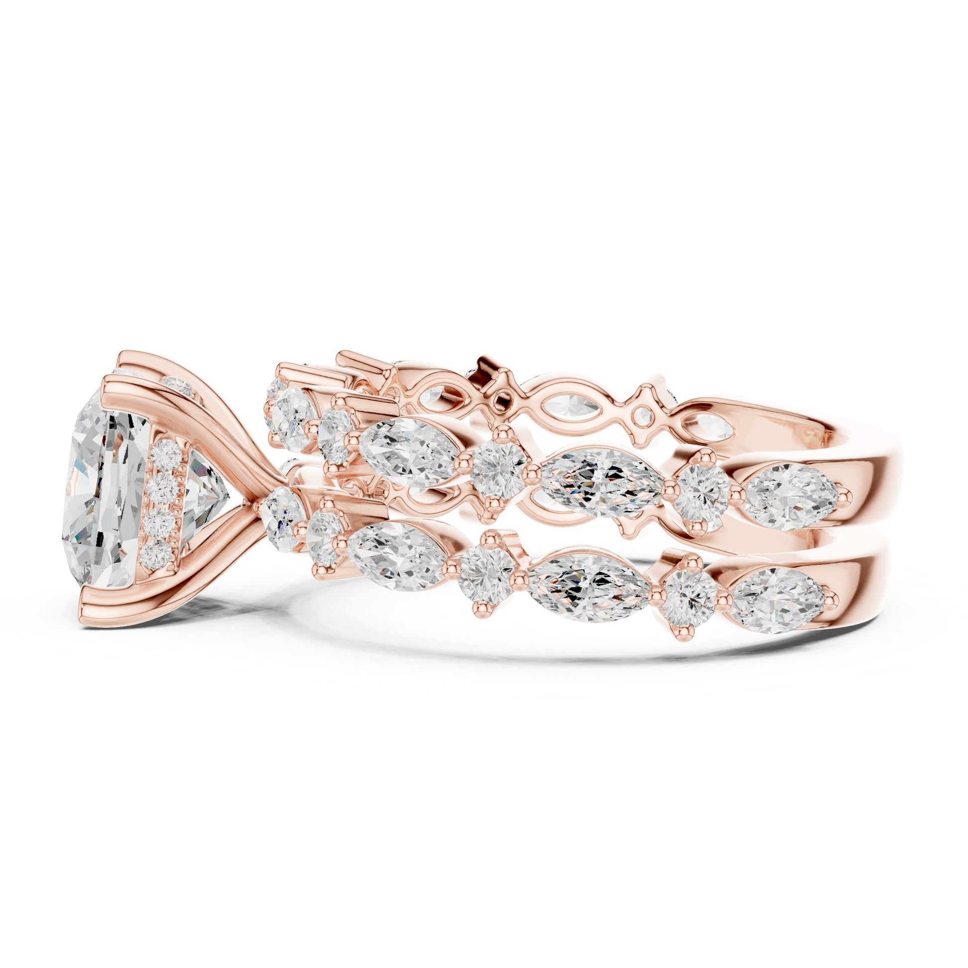 Cushion Lab Grown Diamond Side-Stone Engagement Ring