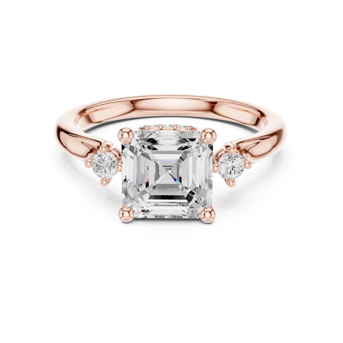 Cushion Lab Grown Diamond Side-Stone Engagement Ring