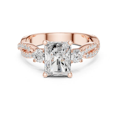 Cushion Lab Grown Diamond Side-Stone Engagement Ring
