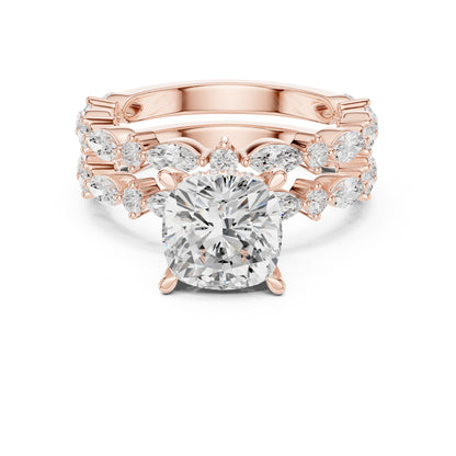 Cushion Lab Grown Diamond Side-Stone Engagement Ring