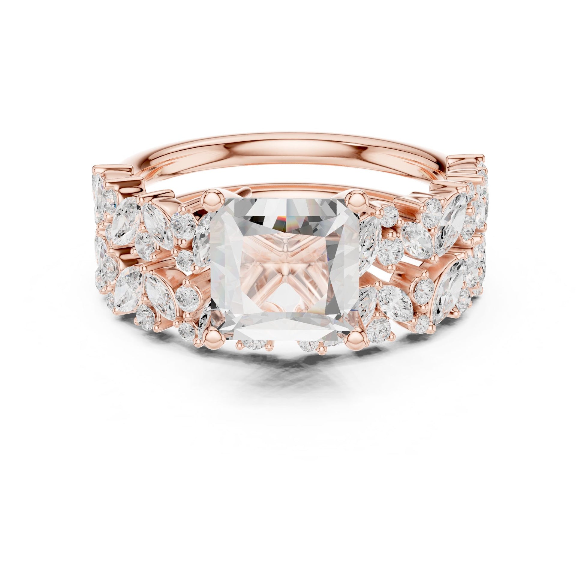Cushion Lab Grown Diamond Side-Stone Engagement Ring