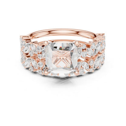 Cushion Lab Grown Diamond Side-Stone Engagement Ring