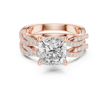 Cushion Lab Grown Diamond Side-Stone Engagement Ring