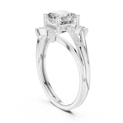 Cushion Lab Grown Diamond Side-Stone Engagement Ring