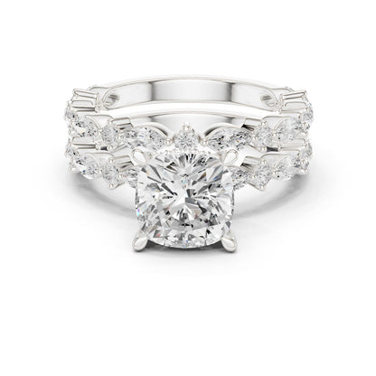 Cushion Lab Grown Diamond Side-Stone Engagement Ring