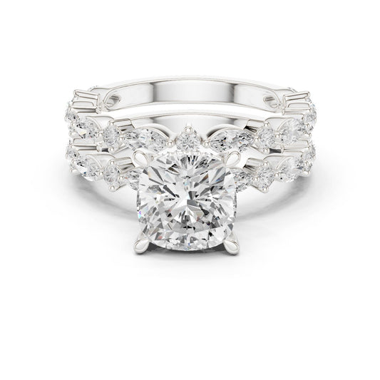 Cushion Lab Grown Diamond Side-Stone Engagement Ring