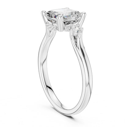 Cushion Lab Grown Diamond Side-Stone Engagement Ring