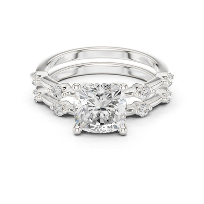 Cushion Lab Grown Diamond Side-Stone Engagement Ring
