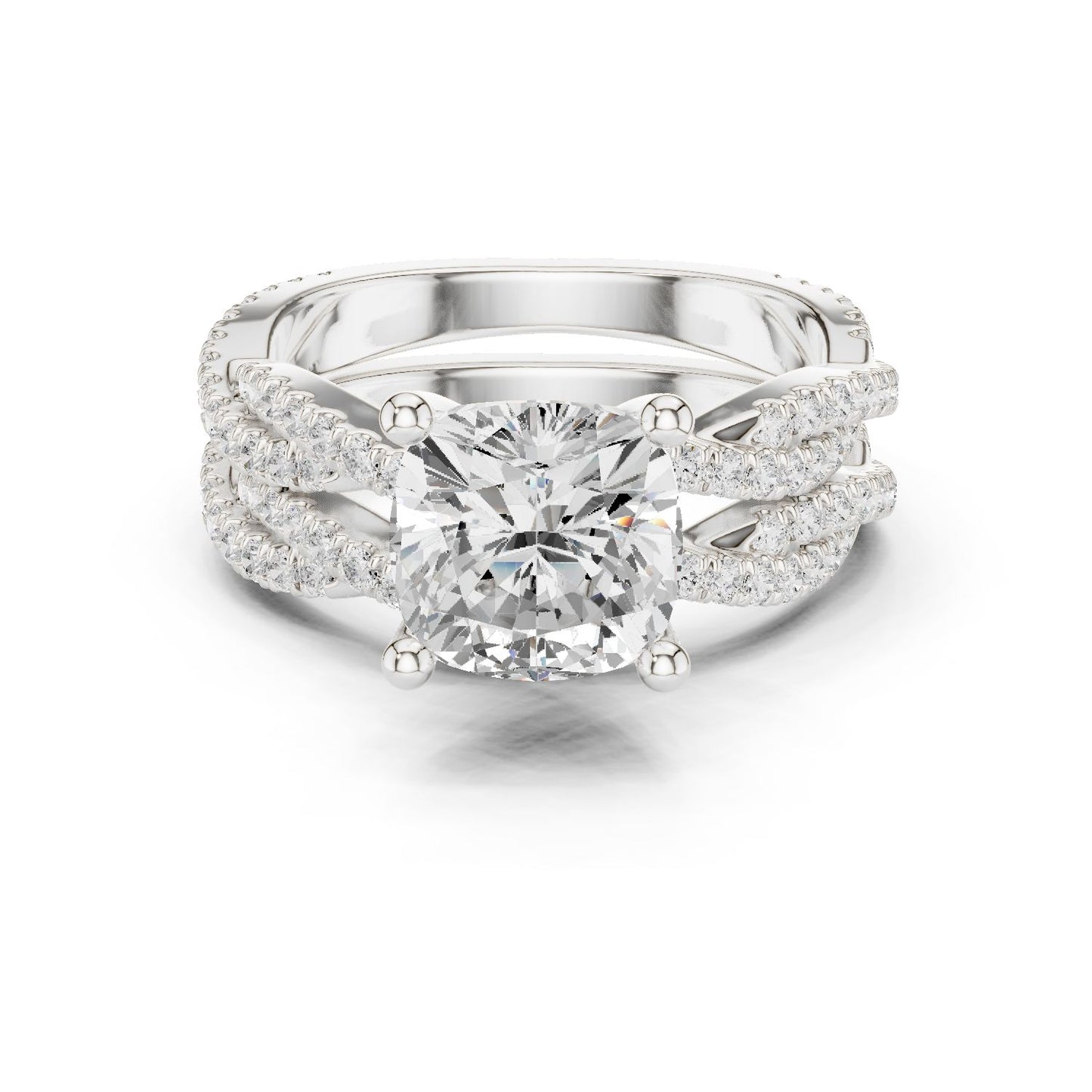 Cushion Lab Grown Diamond Side-Stone Engagement Ring