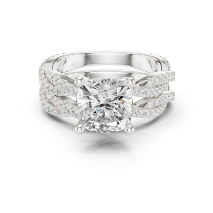 Cushion Lab Grown Diamond Side-Stone Engagement Ring