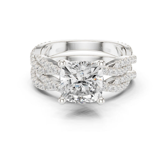 Cushion Lab Grown Diamond Side-Stone Engagement Ring