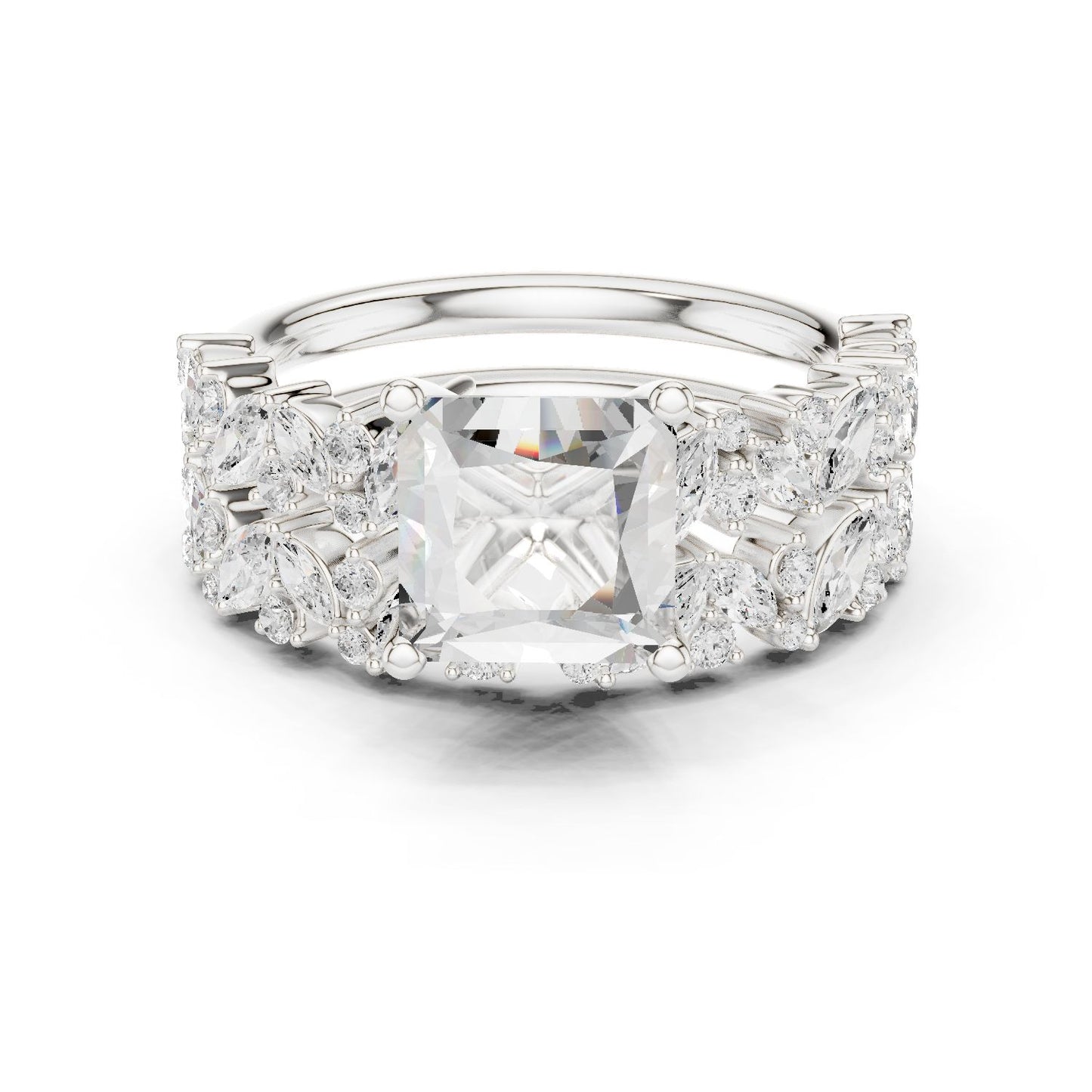 Cushion Lab Grown Diamond Side-Stone Engagement Ring