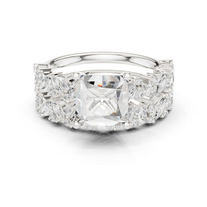 Cushion Lab Grown Diamond Side-Stone Engagement Ring