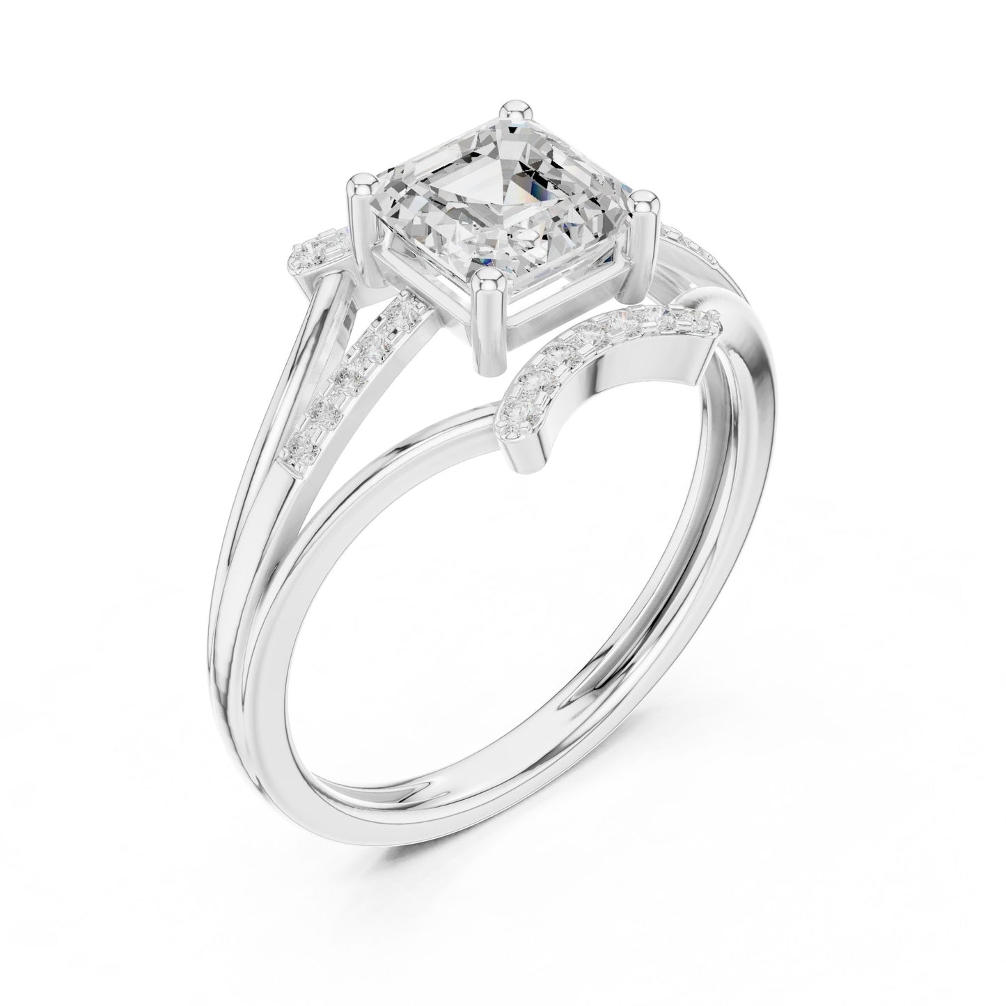 Cushion Lab Grown Diamond Side-Stone Engagement Ring