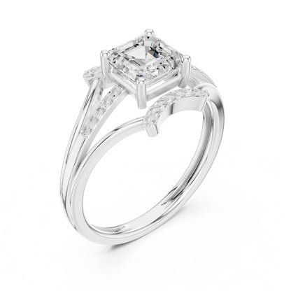 Cushion Lab Grown Diamond Side-Stone Engagement Ring