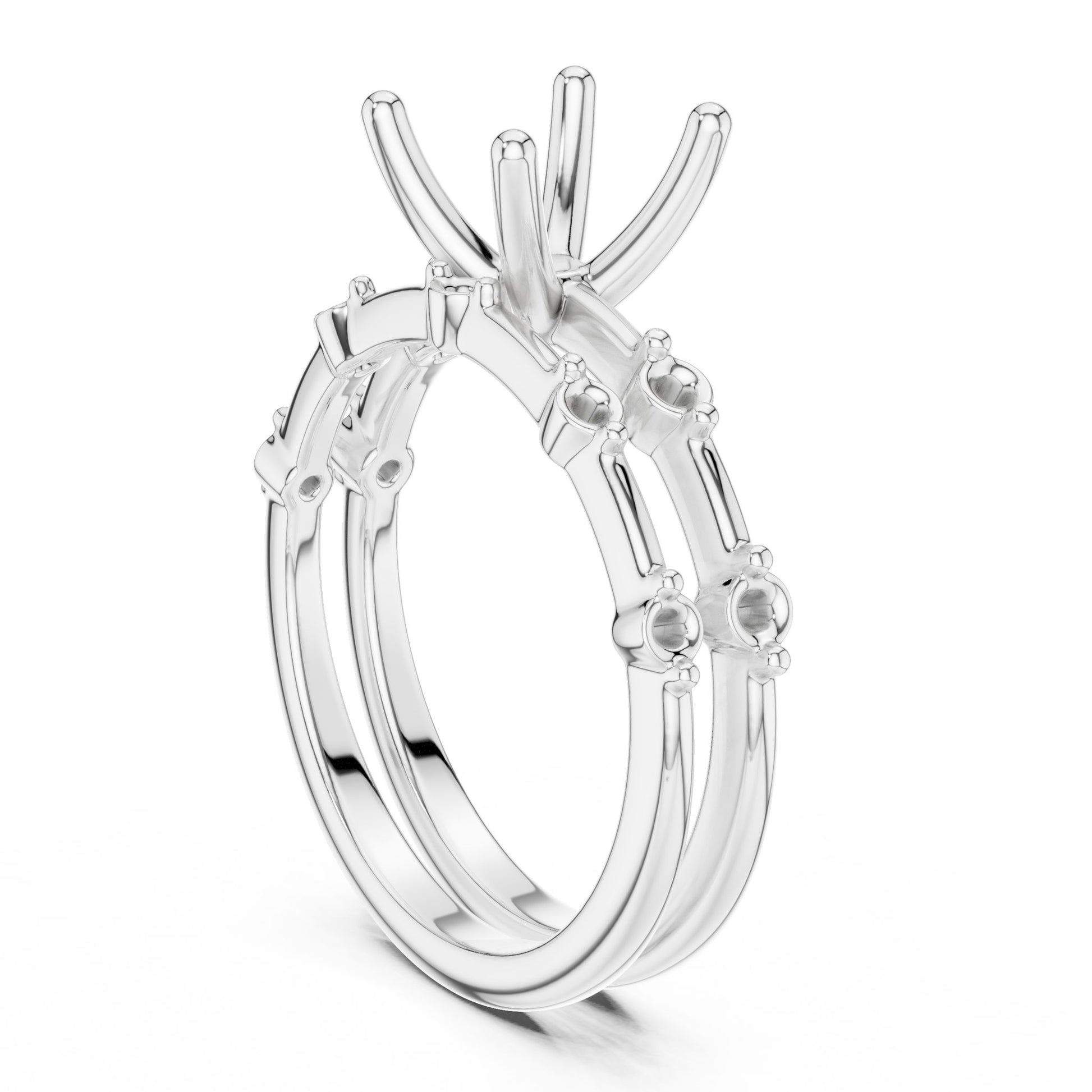 Cushion Lab Grown Diamond Side-Stone Engagement Ring